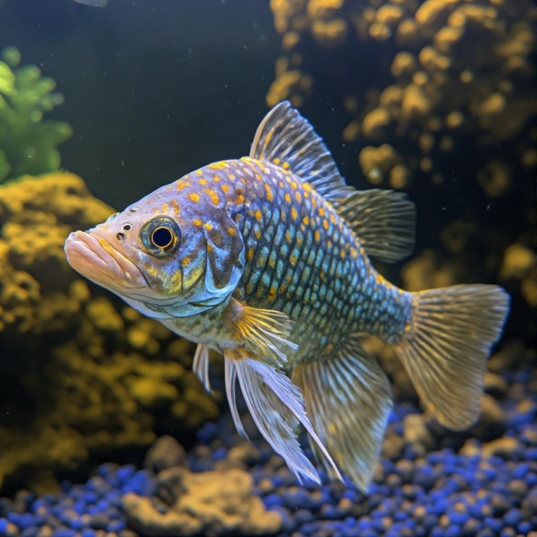 **ALT Text:** `Goldfish not eating fish food in a healthy aquarium`