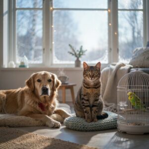 **Alt Text:** `Winter pet care tips for dogs, cats, and birds`